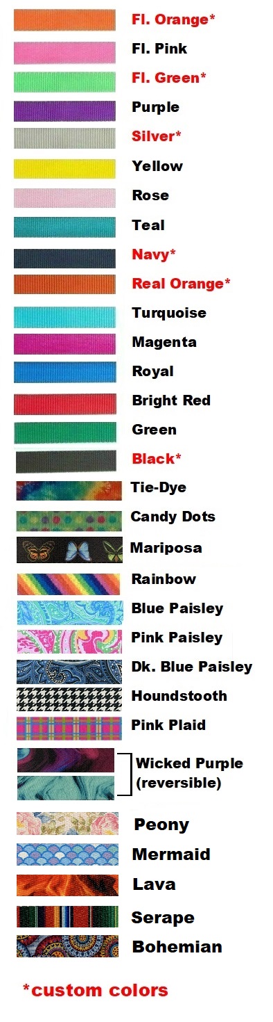 Standard Colors Available Standard Colors